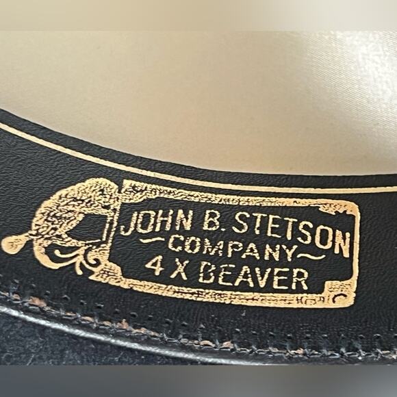 Vtg John B Stetson 4x Beaver “F2130 Giant” Cowboy Hat F2063 4-Inch Brim Sz 6 7/8 - Picture 11 of 11